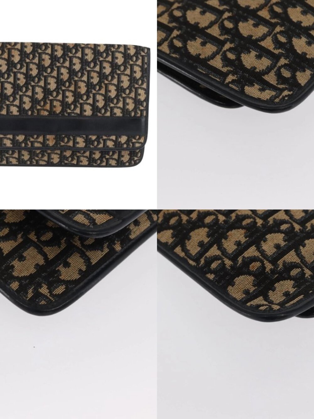 Christian Dior Trotter Canvas Clutch Bag Navy Gold Auth 170587 - Picture 14 of 14